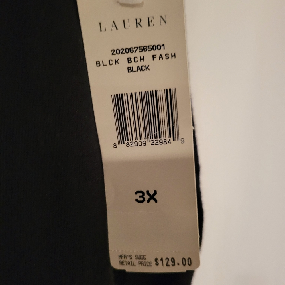 Ralph Lauren 3X Black Pullover Sweater w/Blk&Wht Inset Neckline NWT - Picture 4 of 11